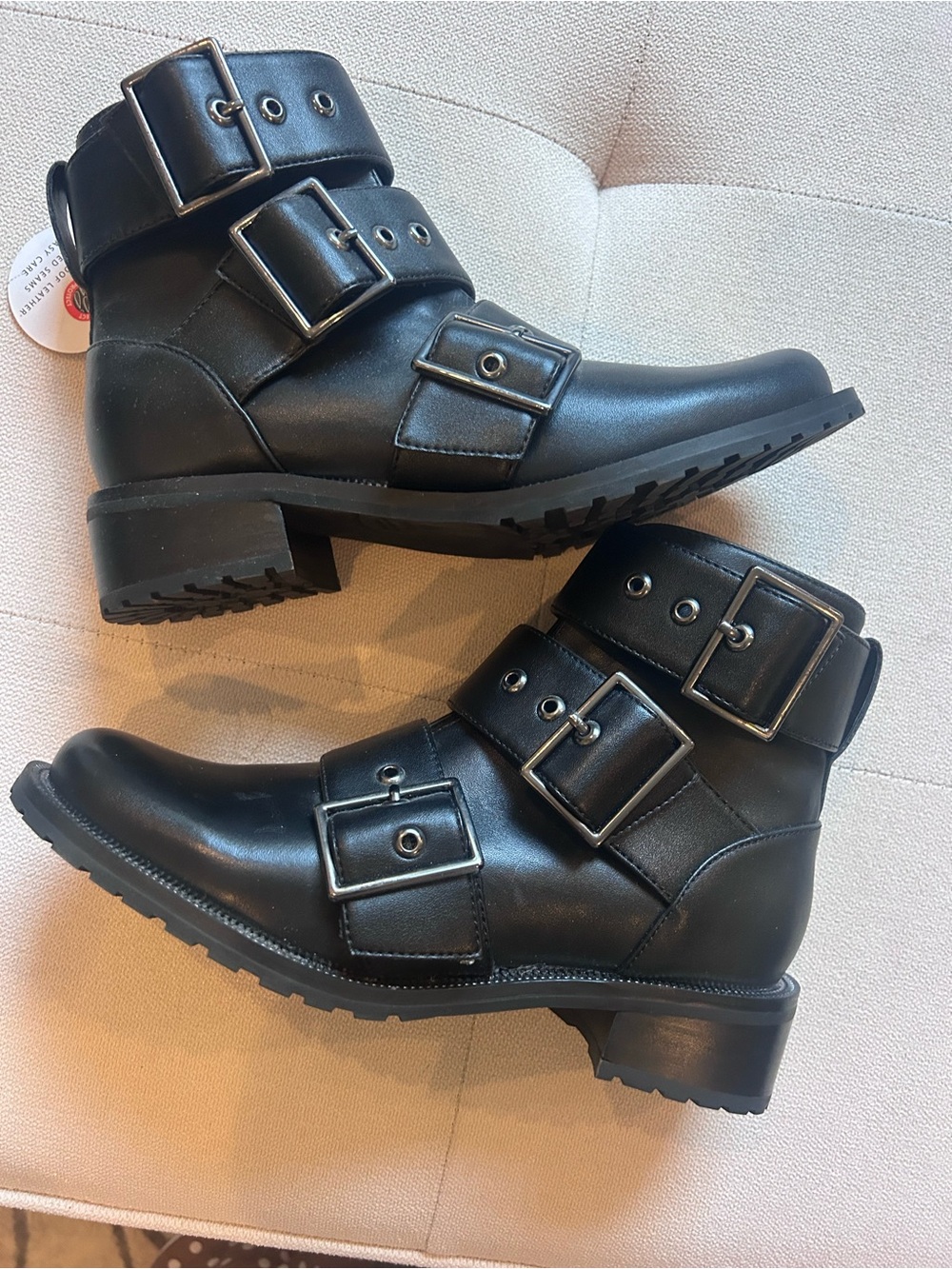 Blondo Waterproof Black Triple Buckle Leather Ankle Boots